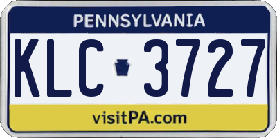 PA license plate KLC3727