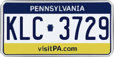 PA license plate KLC3729