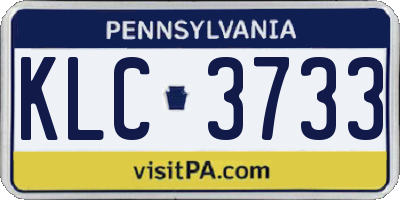 PA license plate KLC3733
