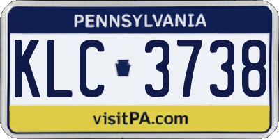 PA license plate KLC3738