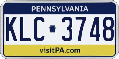 PA license plate KLC3748