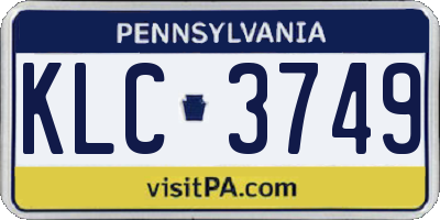 PA license plate KLC3749