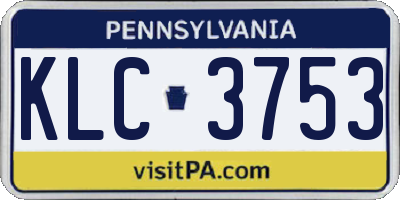 PA license plate KLC3753