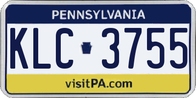 PA license plate KLC3755