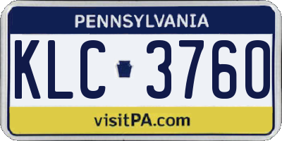 PA license plate KLC3760
