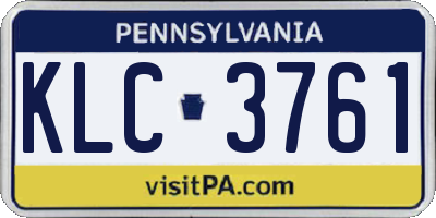 PA license plate KLC3761