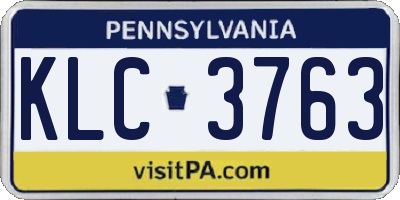 PA license plate KLC3763
