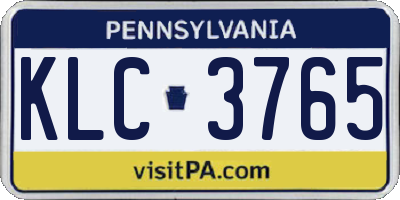 PA license plate KLC3765