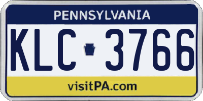 PA license plate KLC3766