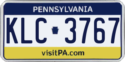 PA license plate KLC3767