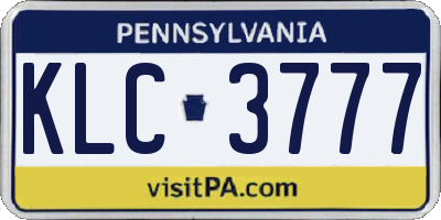 PA license plate KLC3777