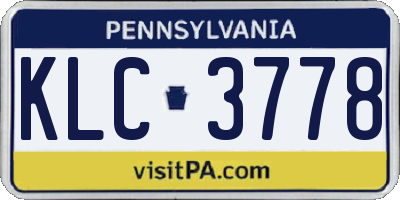 PA license plate KLC3778