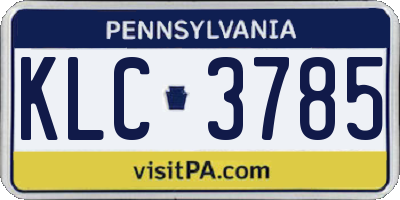 PA license plate KLC3785