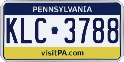 PA license plate KLC3788