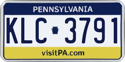 PA license plate KLC3791