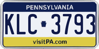 PA license plate KLC3793
