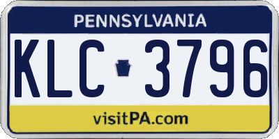 PA license plate KLC3796