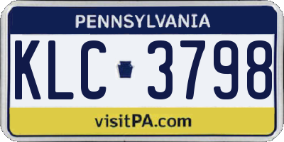 PA license plate KLC3798
