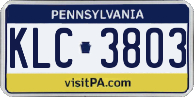 PA license plate KLC3803