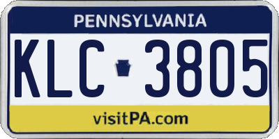 PA license plate KLC3805