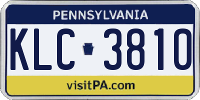 PA license plate KLC3810
