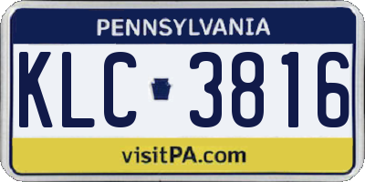 PA license plate KLC3816