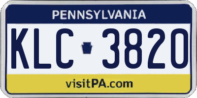 PA license plate KLC3820