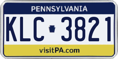 PA license plate KLC3821