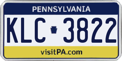 PA license plate KLC3822