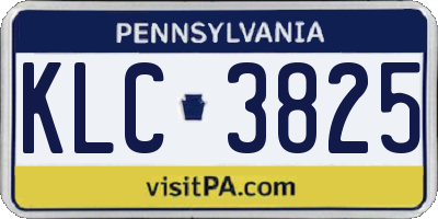 PA license plate KLC3825