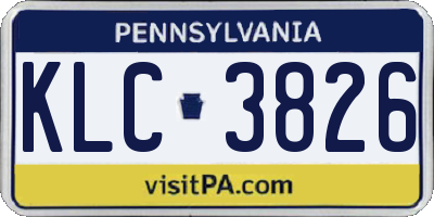PA license plate KLC3826