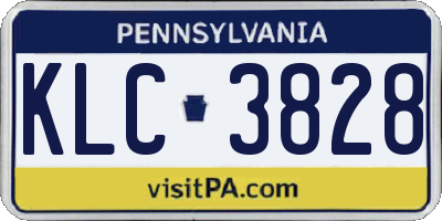 PA license plate KLC3828