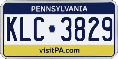 PA license plate KLC3829