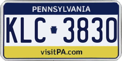 PA license plate KLC3830