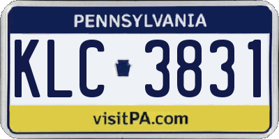 PA license plate KLC3831