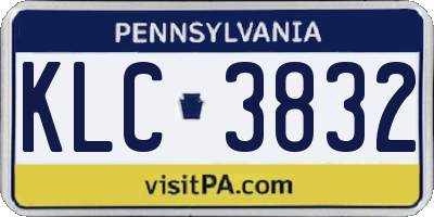 PA license plate KLC3832