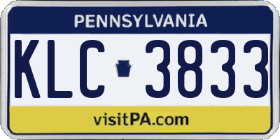 PA license plate KLC3833