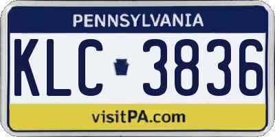 PA license plate KLC3836