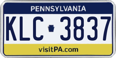 PA license plate KLC3837