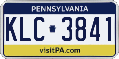 PA license plate KLC3841
