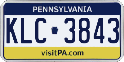 PA license plate KLC3843