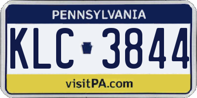 PA license plate KLC3844