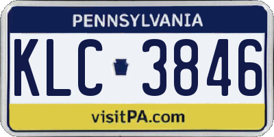 PA license plate KLC3846