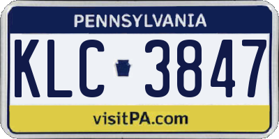 PA license plate KLC3847