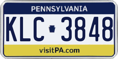 PA license plate KLC3848