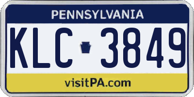 PA license plate KLC3849
