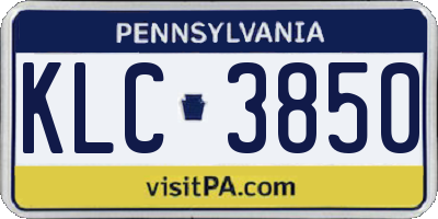 PA license plate KLC3850