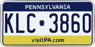 PA license plate KLC3860