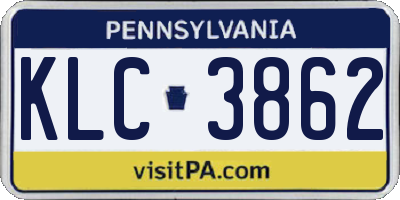 PA license plate KLC3862