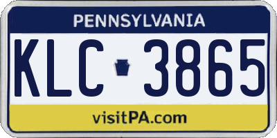 PA license plate KLC3865